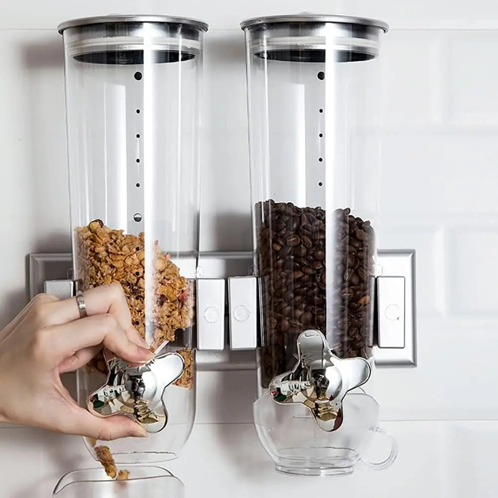 2 PACK Food Dispensers Wall Mount Dry Cereal Dispenser - Cheerful Home Finds