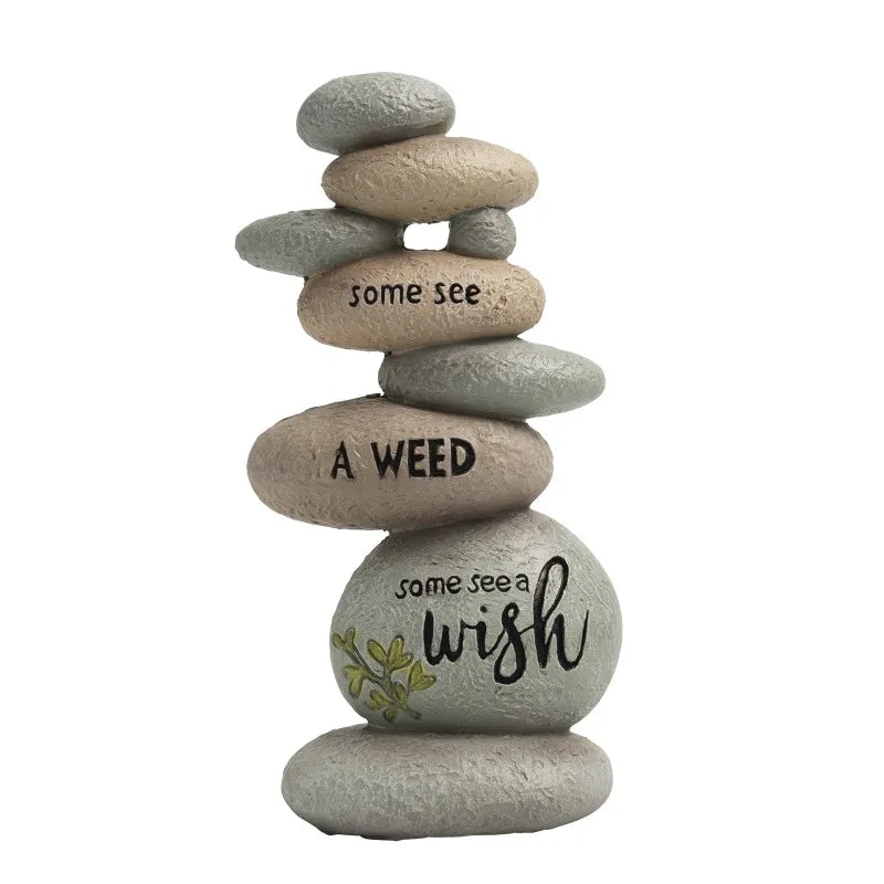 Garden Stones Outdoor Decor Stacked Rocks Resin Cairn Statue - Cheerful Home Finds