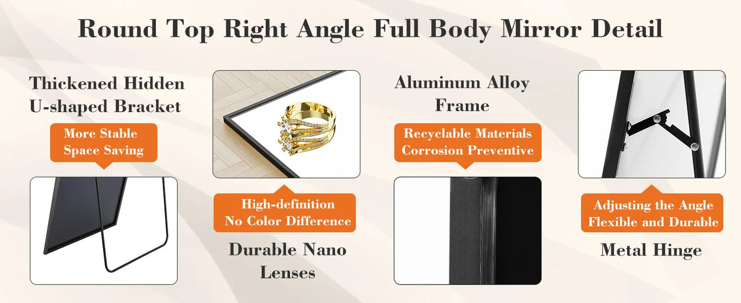 JHK 64"x21" Full Body Wall Mirror with Aluminum Frame - Cheerful Home Finds