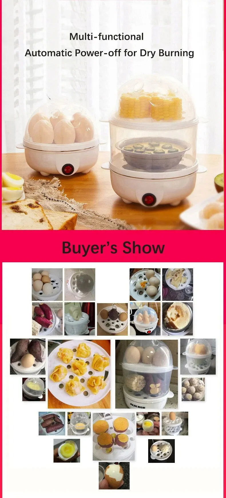 Multifunctional Egg Boiler Electric Egg Steamer Cooking Breakfast Machine - Cheerful Home Finds