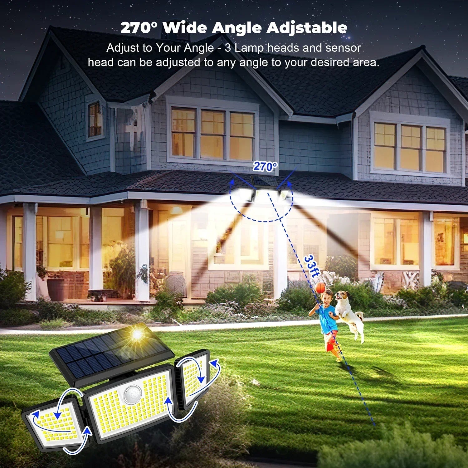 SZRSTH 2pcs IP65 Waterproof Outdoor Solar Lights 3000LM - Cheerful Home Finds