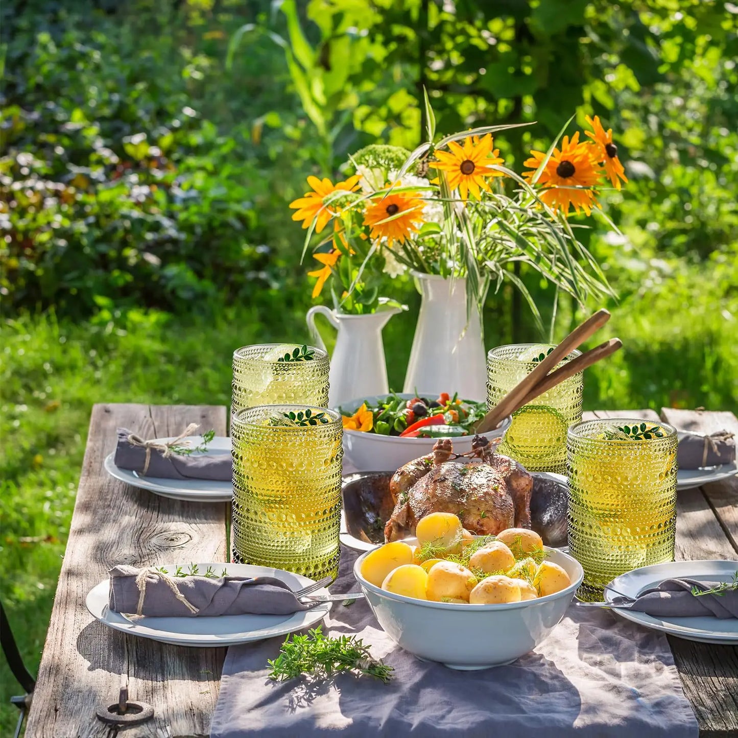 8PCS Vintage Raindrop Glass Cup Highball Glasses Set - Cheerful Home Finds