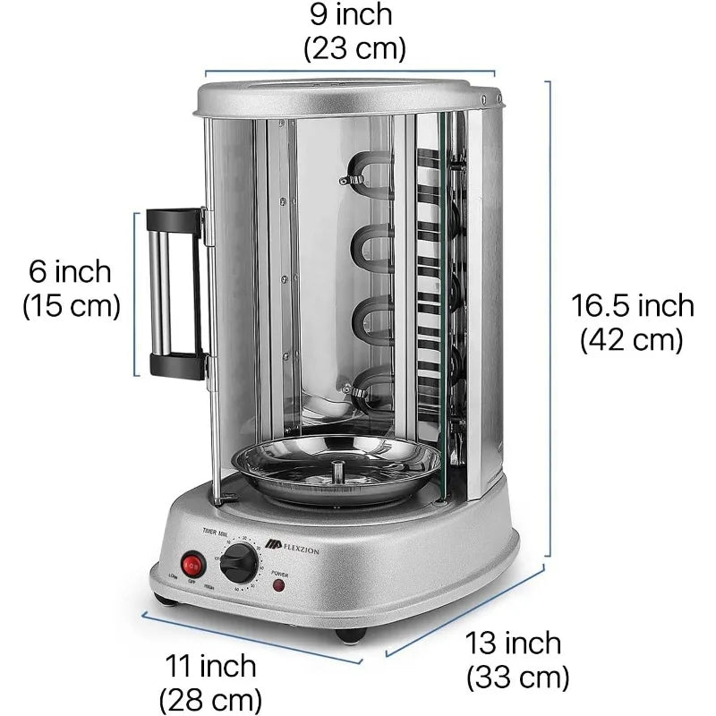 Flexzion Vertical Rotisserie Oven Grill Countertop Shawarma Machine - Cheerful Home Finds