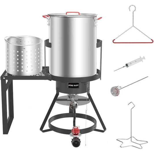 30Qt Turkey Fryer With Basket Outdoor Propane Deep Fryer - Cheerful Home Finds