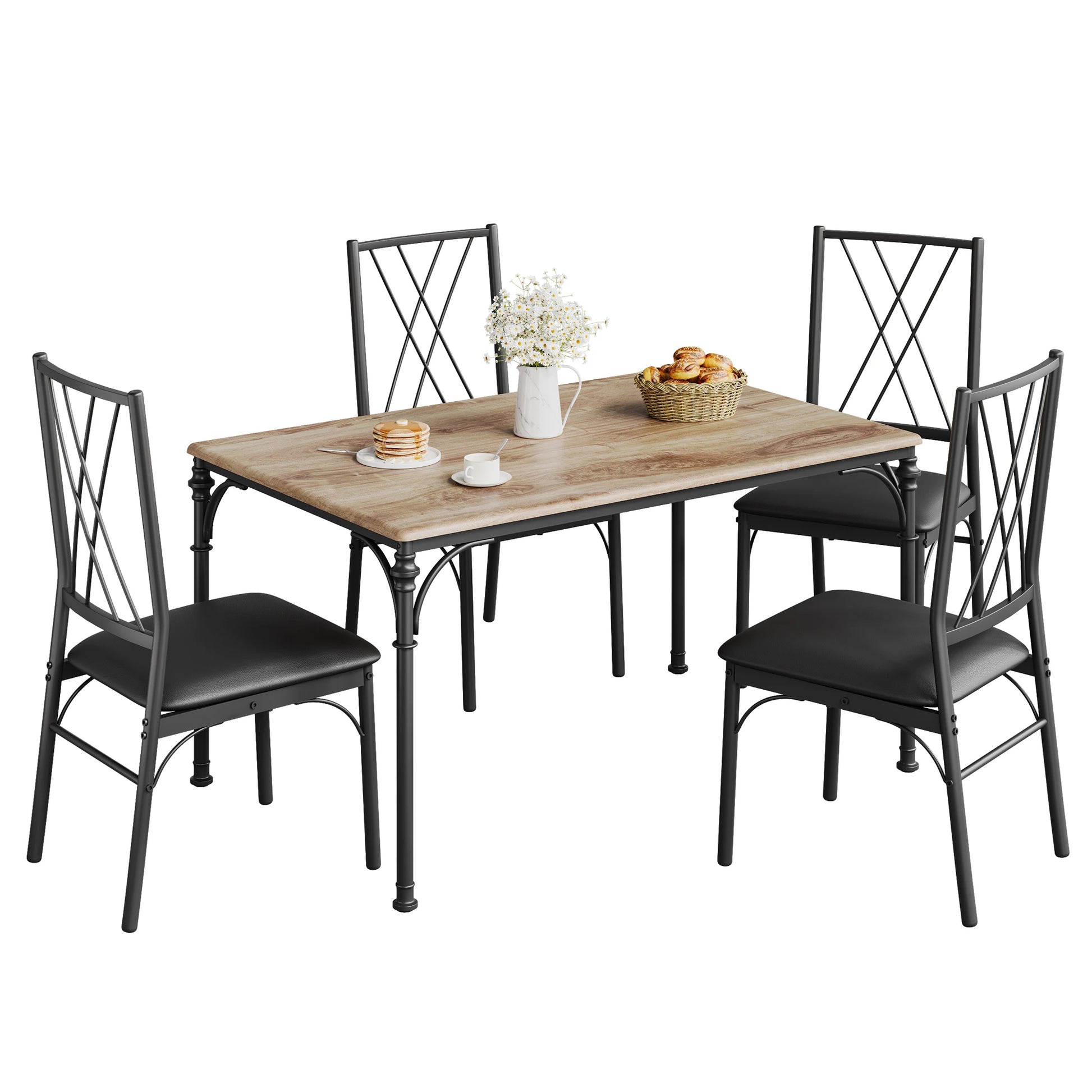Dining Table Set for 4 Includes a Stylish Dining Table and 4 Upholstered Chairs - Cheerful Home Finds
