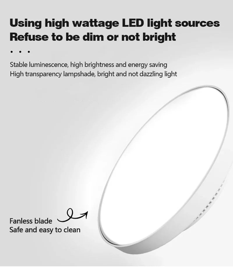 Modern LED Ceiling Fan Light Invisible Leafless Low Decibel Remote Dimming Fan for Bedroom and Living Room - Cheerful Home Finds