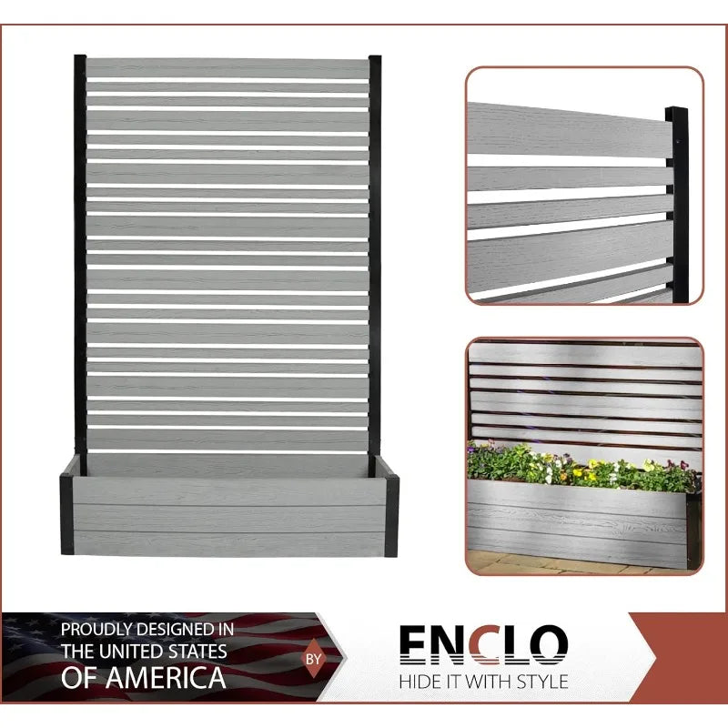 6ft H x 3.8ft W x 1ft L Freestanding Enclo Florence Ash Color Patio Privacy Screen with Planter Box - Cheerful Home Finds