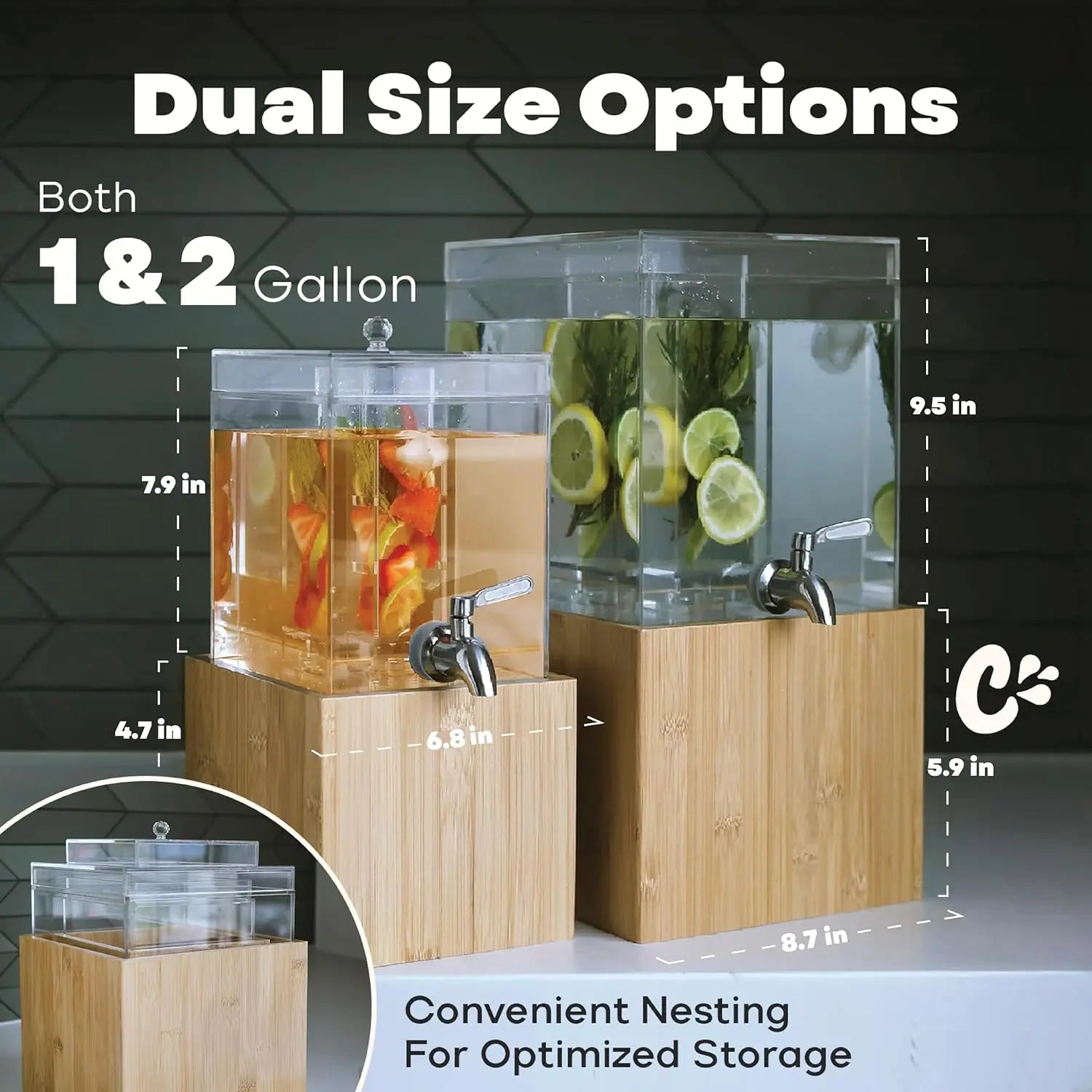 2 Pack Acrylic Beverage Dispenser with Fruit & Herb Infuser - Cheerful Home Finds