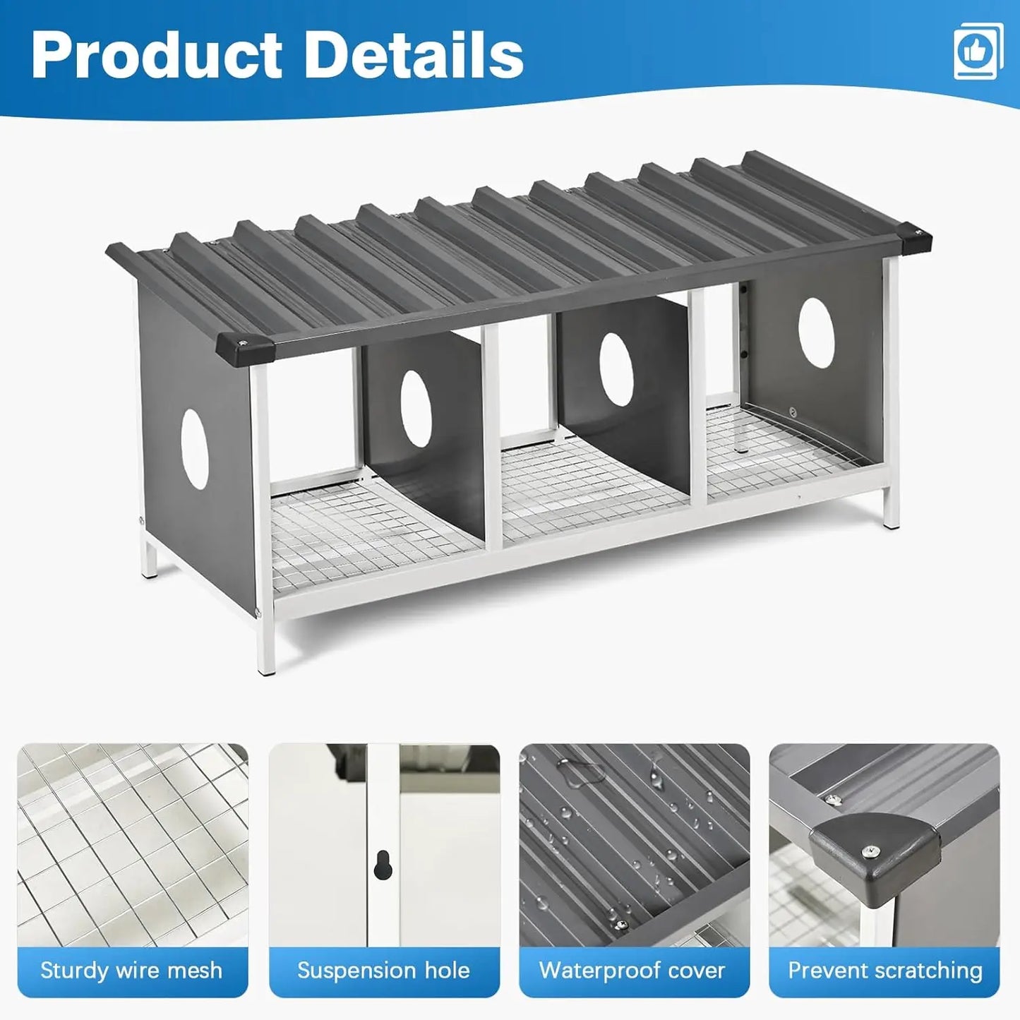 3 Compartments Nesting Box for Hens Metal Egg Laying Nest - Cheerful Home Finds