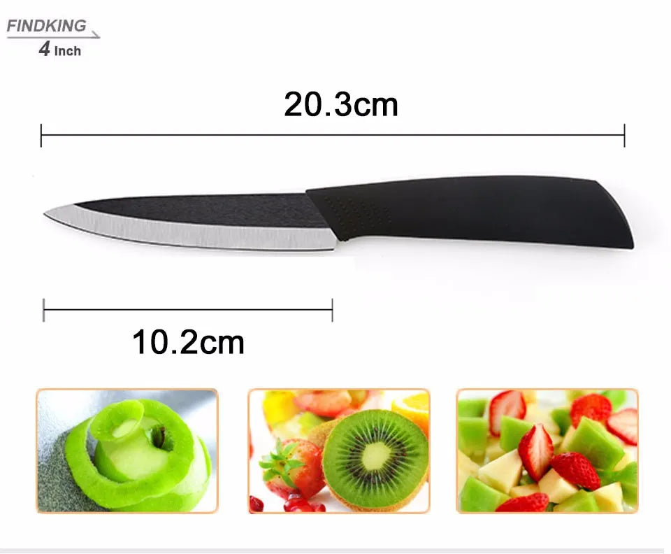 Findking Black Blade Kitchen Ceramic Knife Set 3 4 5 6 Inch Peeler Acrylic Holder - Cheerful Home Finds