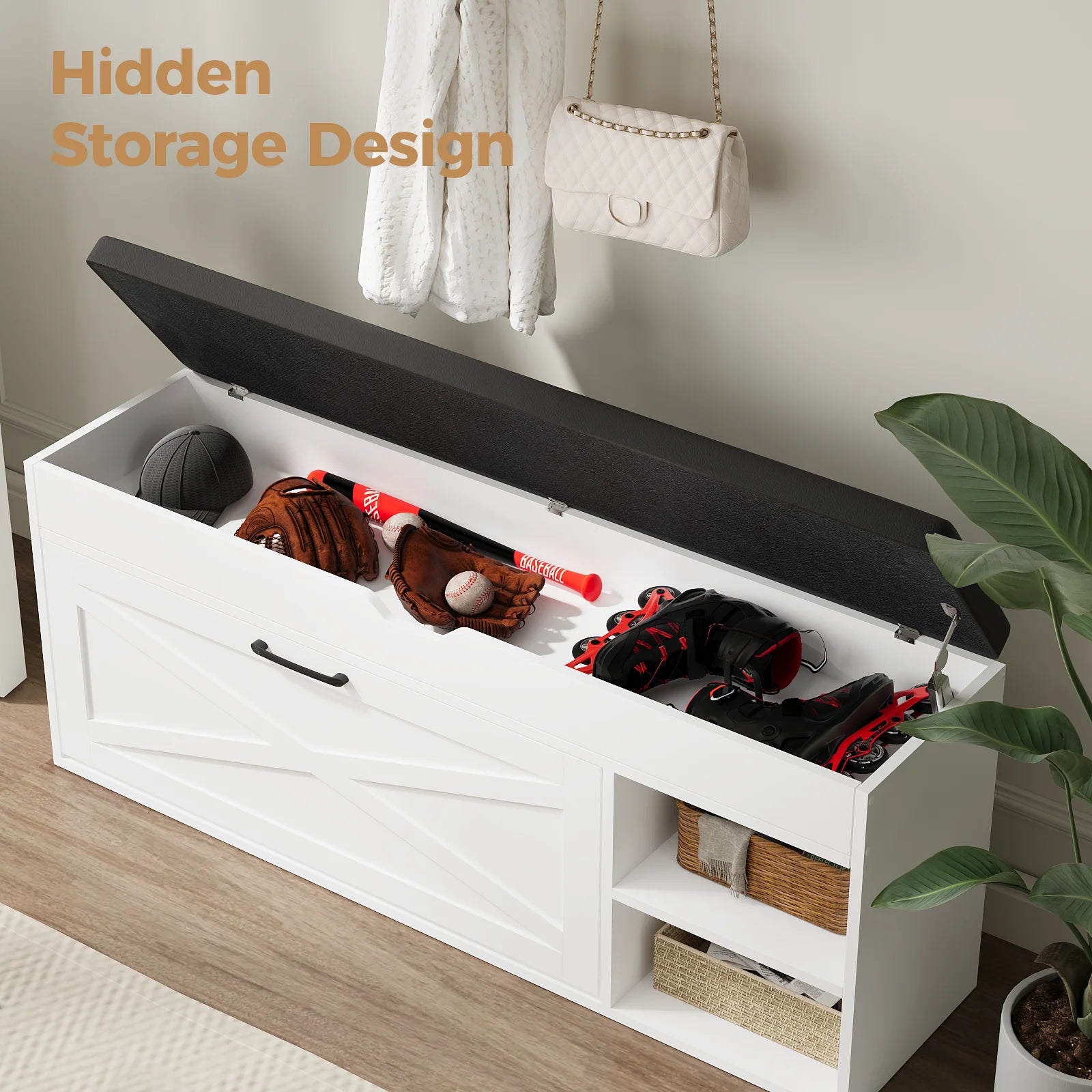 VOWNER Shoe Bench Cabinet with 1 Flip Drawers and 2 Compartments - Cheerful Home Finds