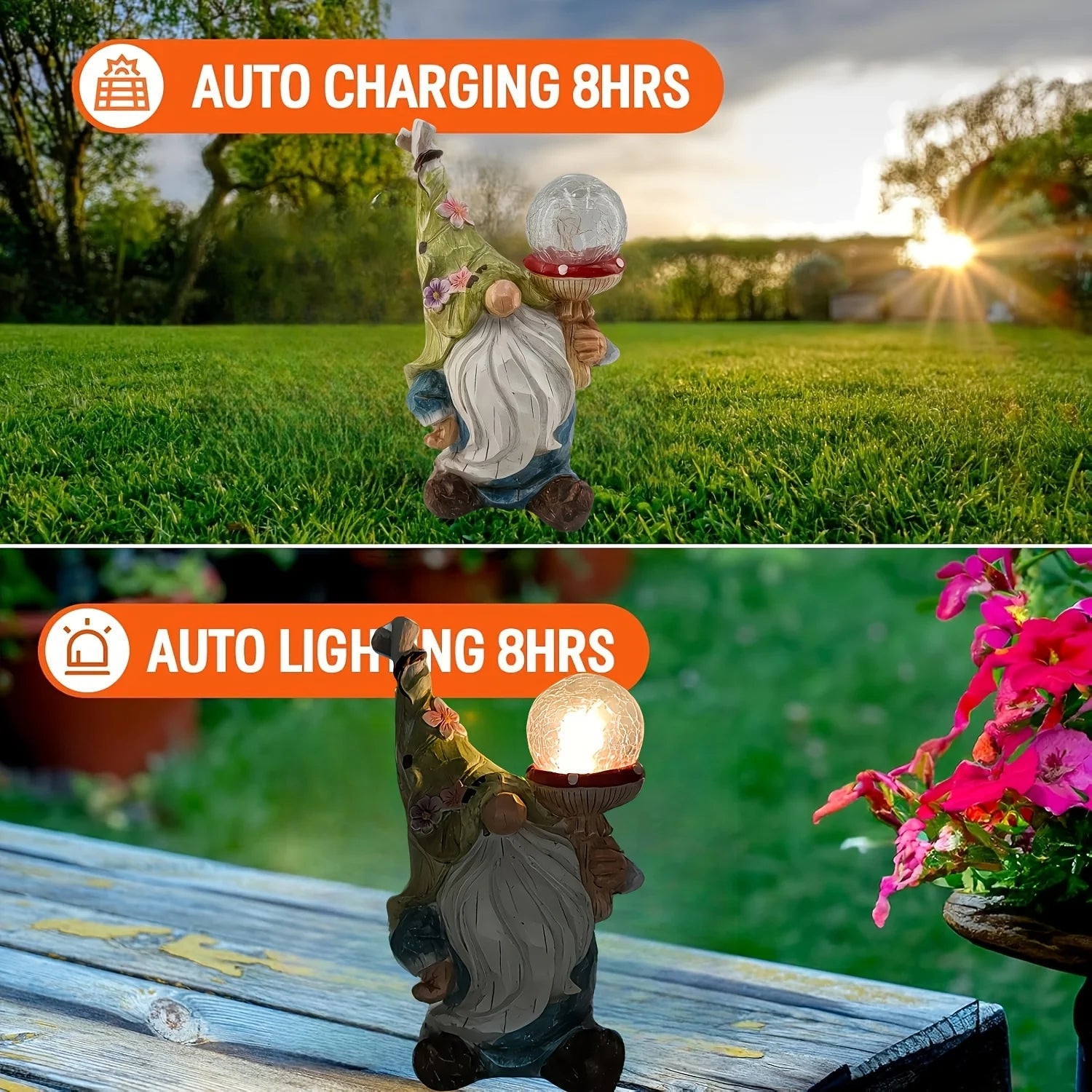 Garden Gnomes Statues Outdoor Decor with Solar Lights - Cheerful Home Finds