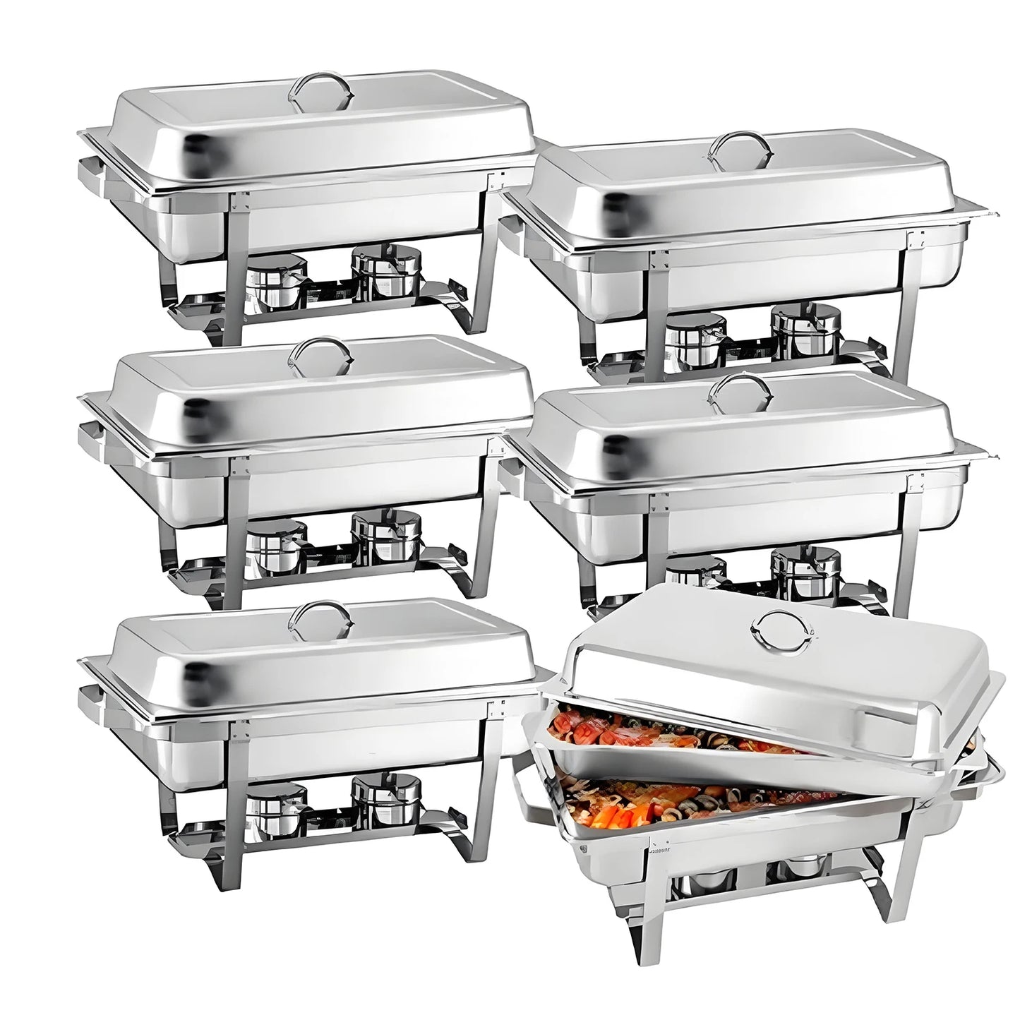 2/4/6 Pack 8QT Chafing Dish Buffet Set Stainless Steel Food Warmer Kit - Cheerful Home Finds