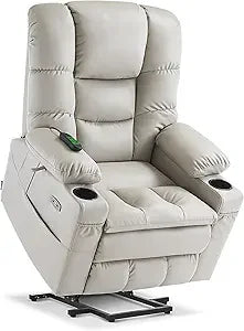 Triple Motor Power Lift Recliner Chair with Massage and Dual Heating Adjustable Headrest for Big and Tall Elderly People Faux Leather