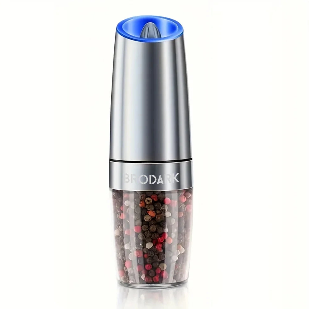 1/2Pcs Gravity Electric Salt And Pepper Grinder Set Battery Powered LED Light One Hand Automatic Operation - Cheerful Home Finds