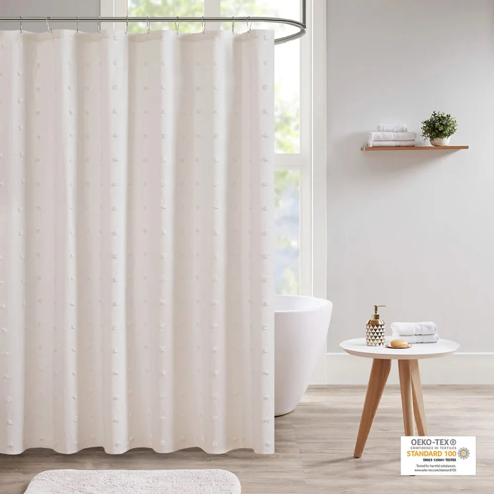 Bathroom Products Cotton Jacquard Pom Pom Shower Curtain for Bathroom Decor - Cheerful Home Finds