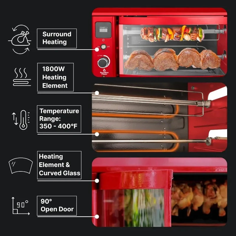 Brazilian Flame Rotisserie Grill Roaster with 2 Skewers - Cheerful Home Finds