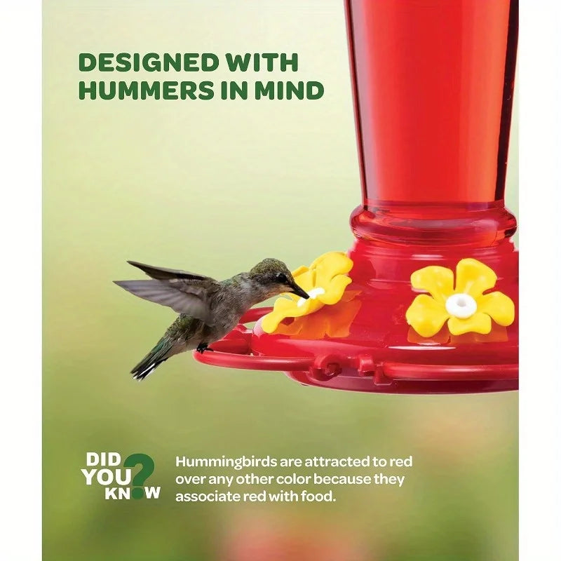 1pc Suspended Hummingbird Feeder Bird With Hook Feeder 5 Nectar Feeding Ports 13.5oz - Cheerful Home Finds