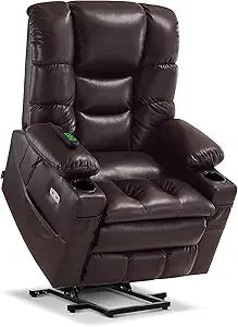 Triple Motor Power Lift Recliner Chair with Massage and Dual Heating Adjustable Headrest for Big and Tall Elderly People Faux Leather