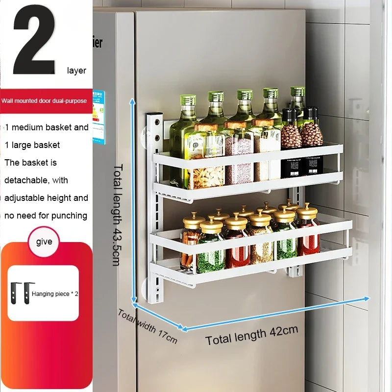 Wall Mount Storage Rack Kitchen Spice Racks Multi-Layer Organizer - Cheerful Home Finds