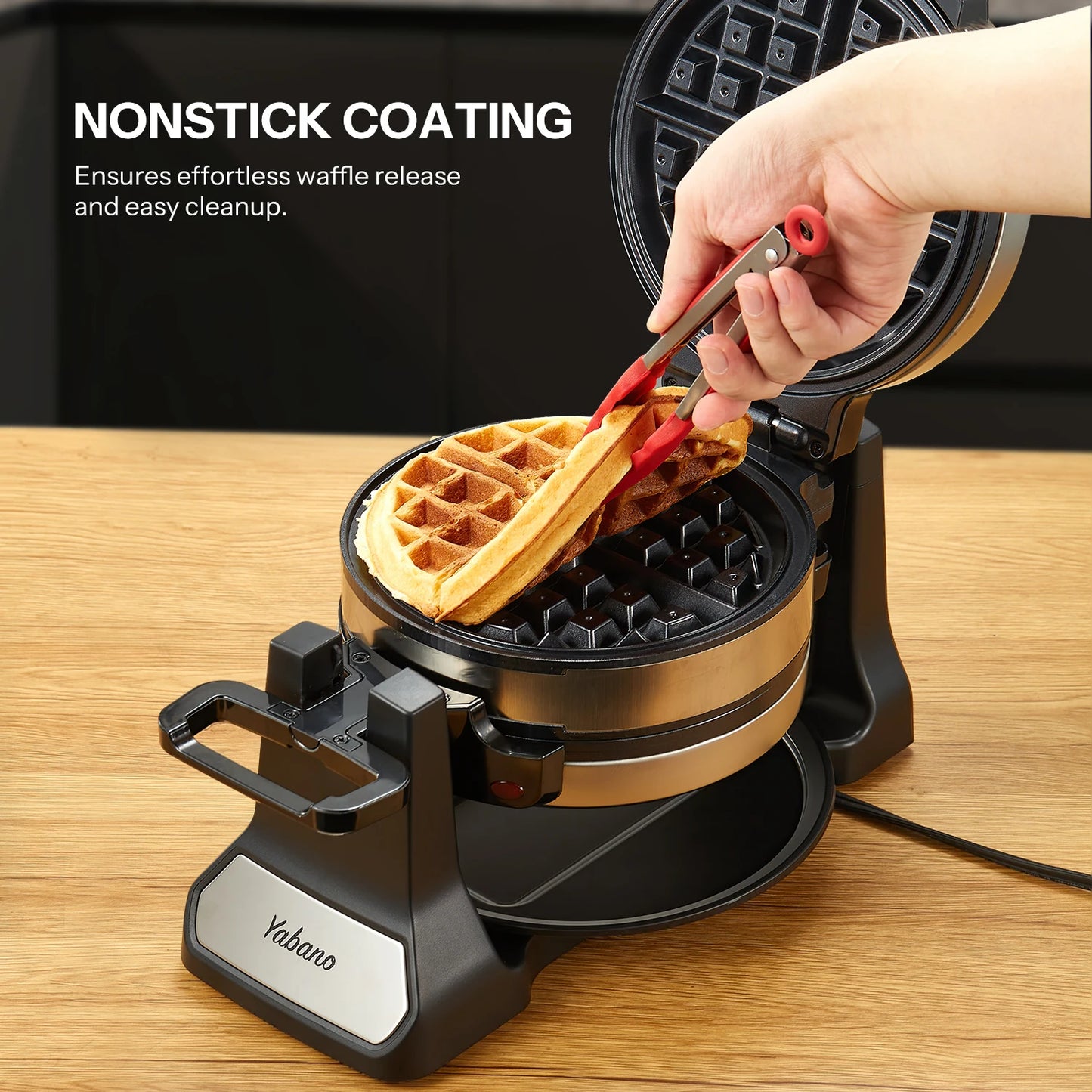 Belgian Waffle Maker Classic Rotating Iron Nonstick Plates - Cheerful Home Finds