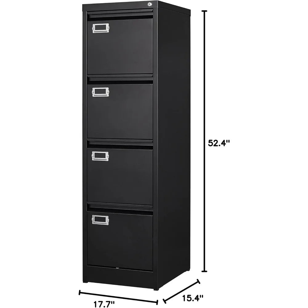4 Drawer File Cabinet with Lock Metal Vertical File Cabinet - Cheerful Home Finds