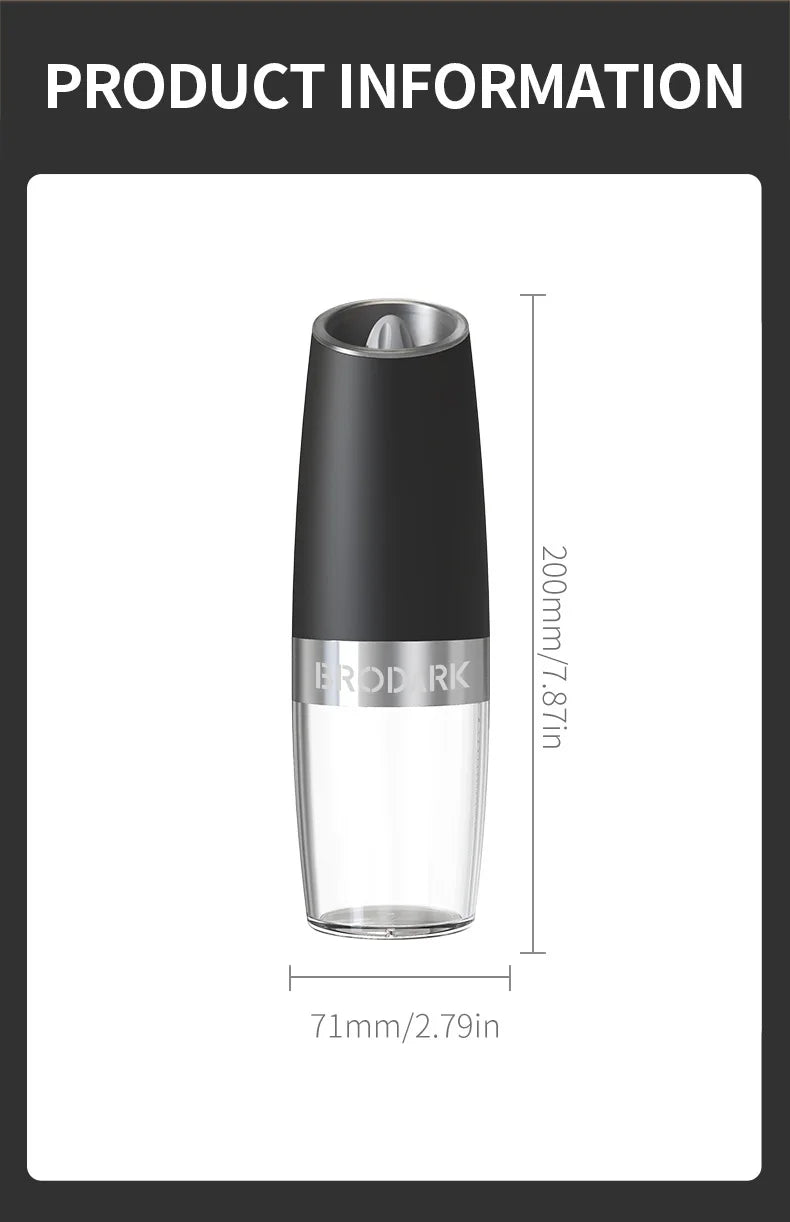 1/2Pcs Gravity Electric Salt And Pepper Grinder Set Battery Powered LED Light One Hand Automatic Operation - Cheerful Home Finds