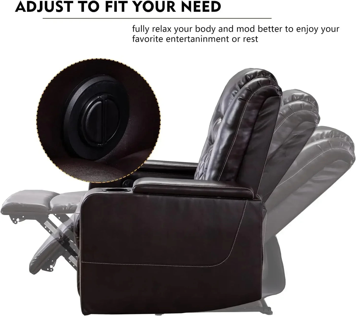 Electric Power Recliner Chair With USB Ports And Cup Holders Breathable Leather Home Theater Seating With Hidden Arm Storage