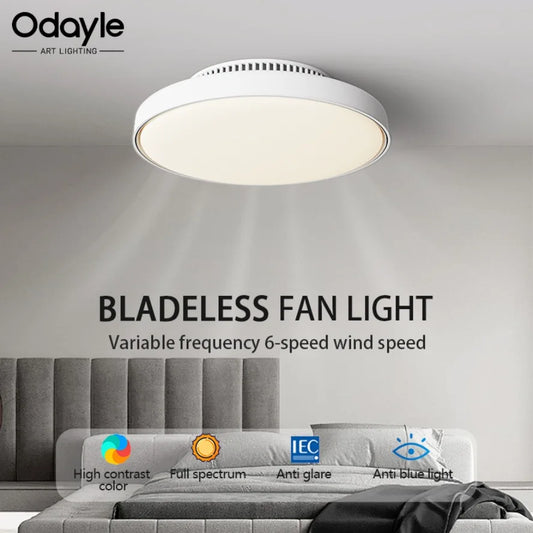 Modern LED Ceiling Fan Light Invisible Leafless Low Decibel Remote Dimming Fan for Bedroom and Living Room - Cheerful Home Finds