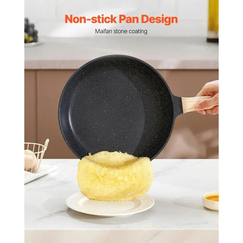 17 Piece Granite Nonstick Cookware Set for Induction Black Kitchen Essentials