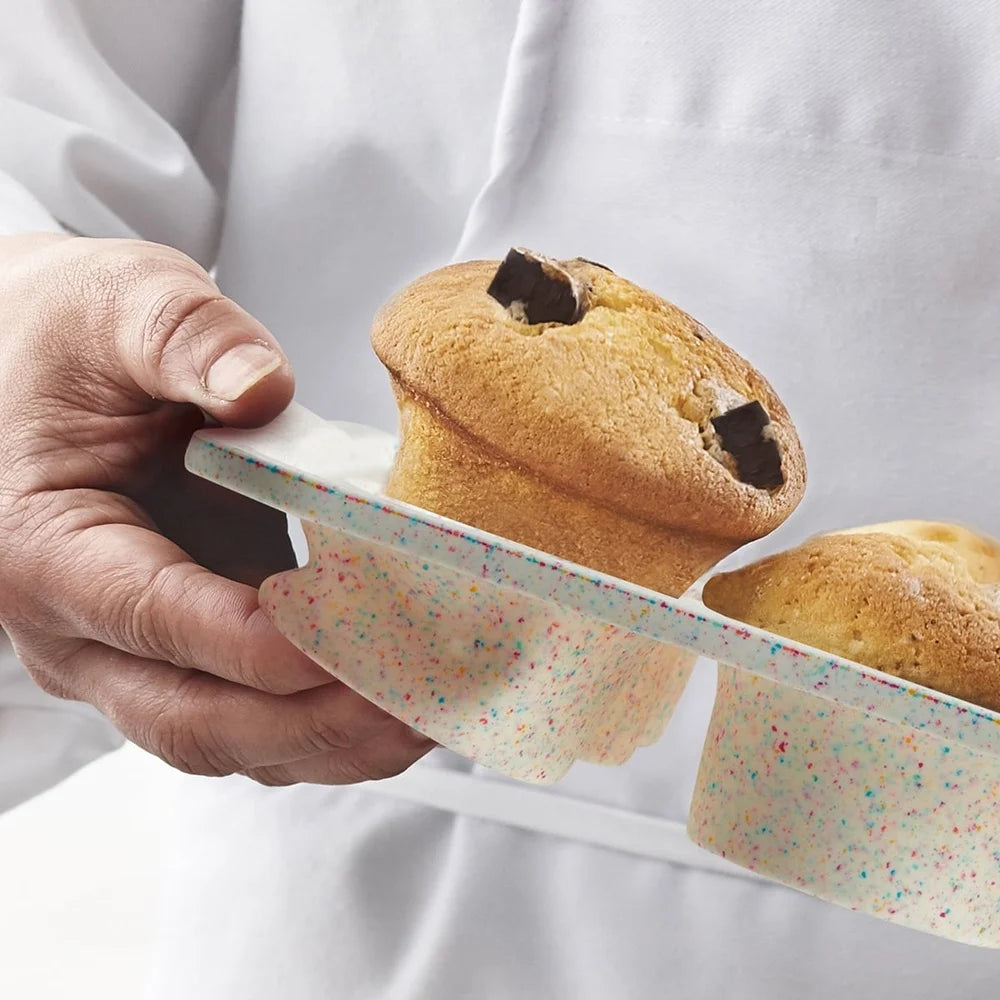 Silicone Muffin Pan 12 Count Nonstick Multicolor Confetti - Cheerful Home Finds