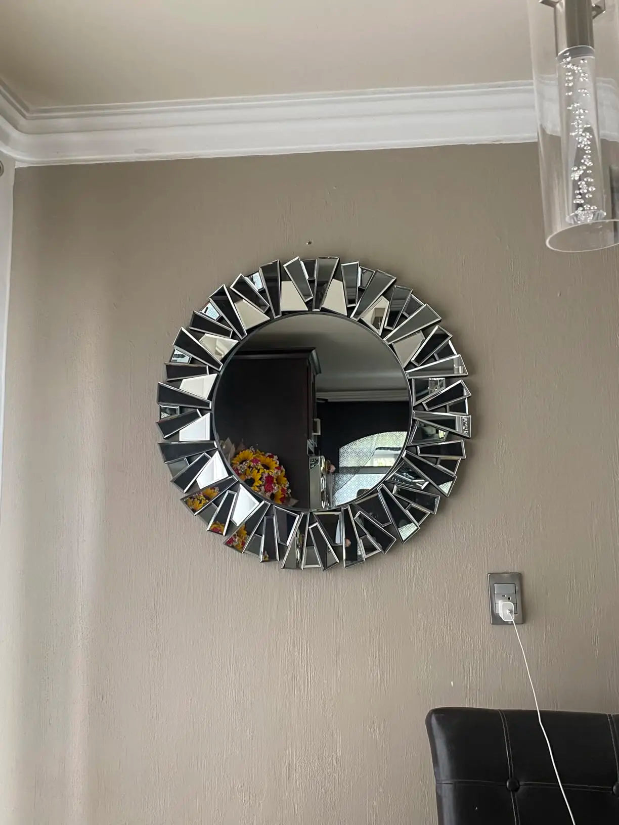 Unique Sunburst Decorative Wall Mirror Round 800MM Silver - Cheerful Home Finds