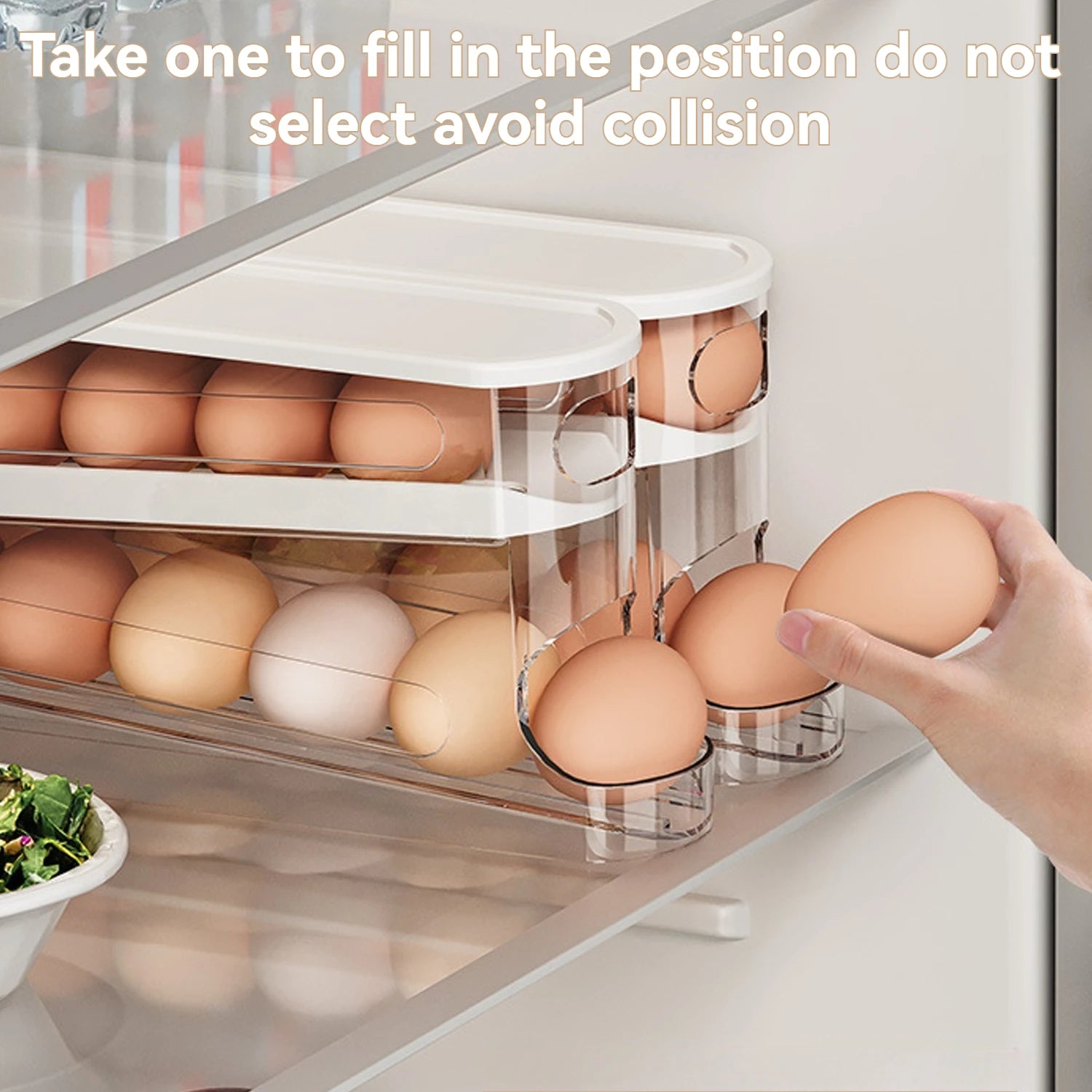 Automatic Rolling Egg Dispenser 2 Tie Clear Plastic Holder - Cheerful Home Finds