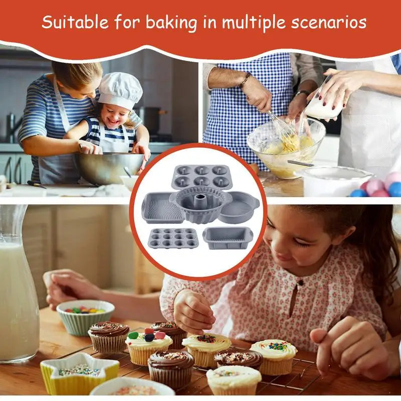 Silicone Loaf Mold Nonstick Cupcake Pan 6X Molds For Baking - Cheerful Home Finds