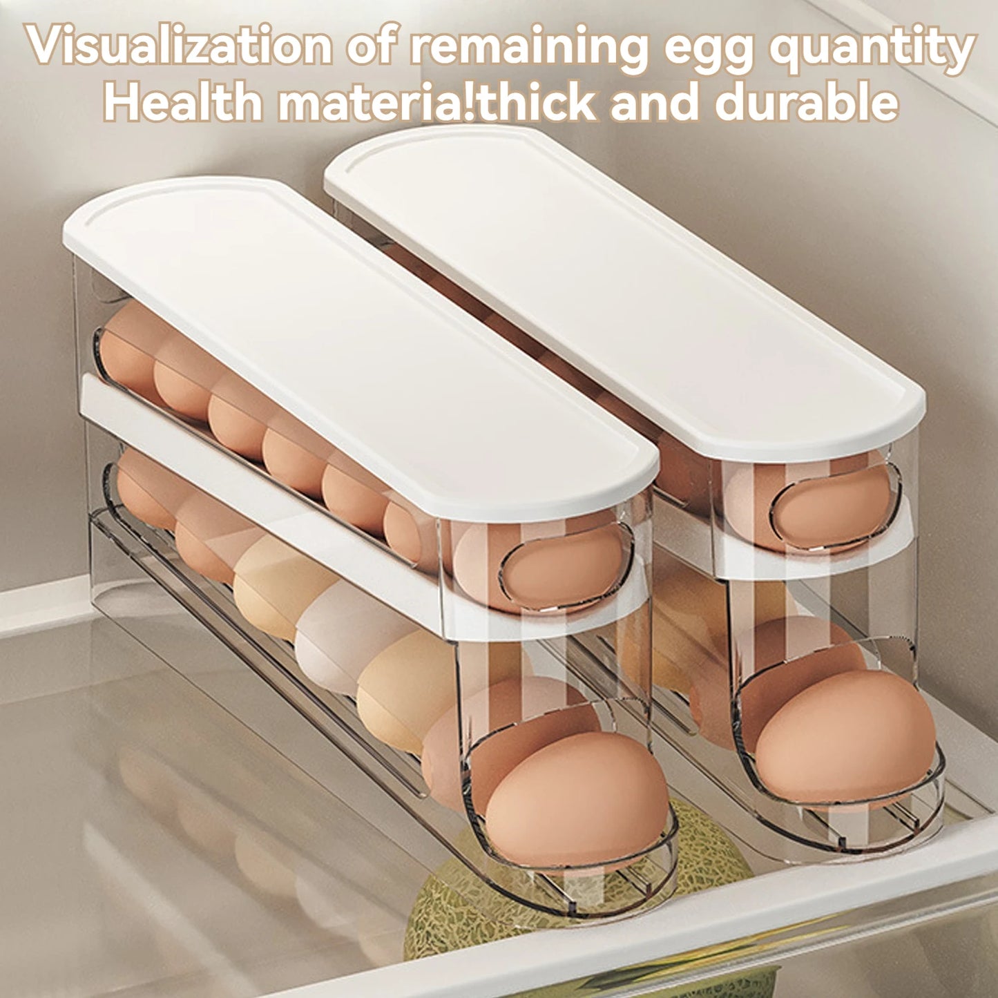 Automatic Rolling Egg Dispenser 2 Tie Clear Plastic Holder - Cheerful Home Finds