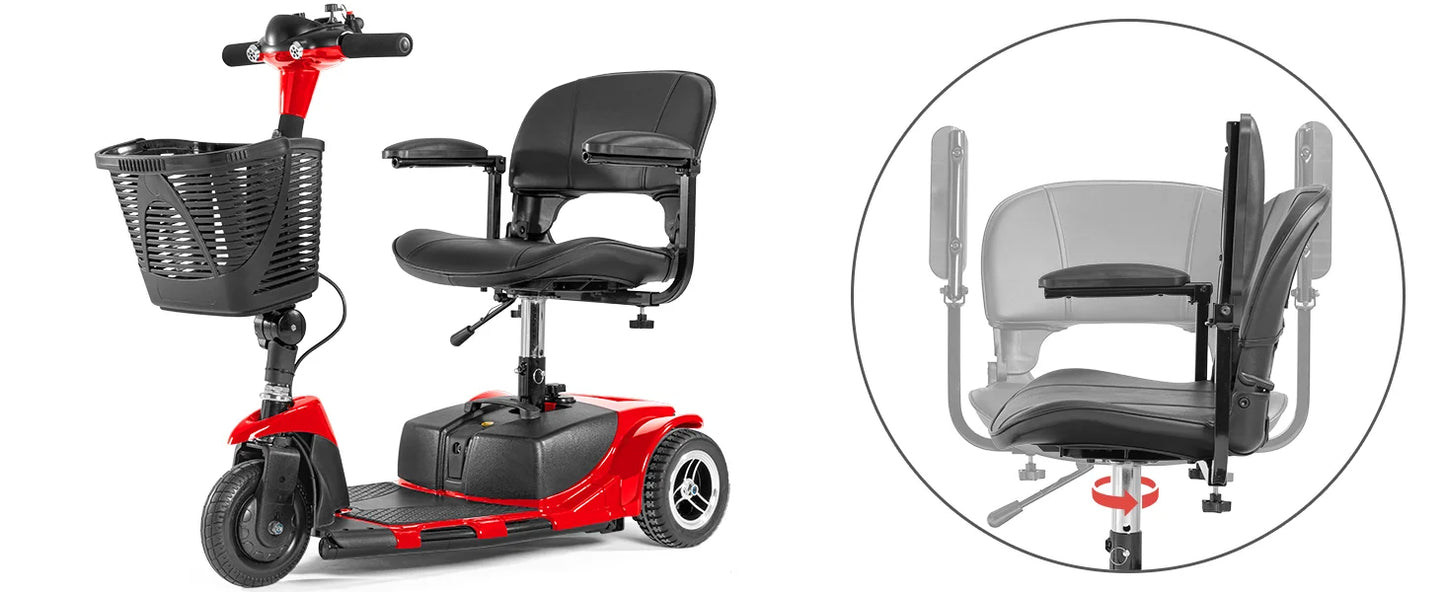 Electric Mobility Scooter Three Wheel Portable Foldable For Adult Elderly Disabled Outdoor Sport