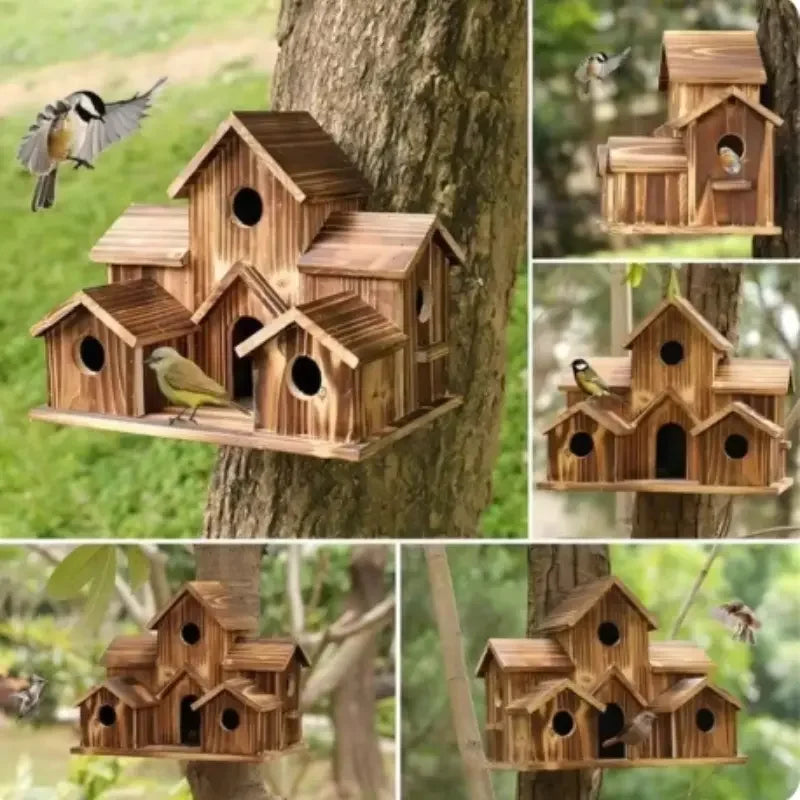 Outdoor Bird House, Small House Style, Natural Wood Hummingbird - Cheerful Home Finds