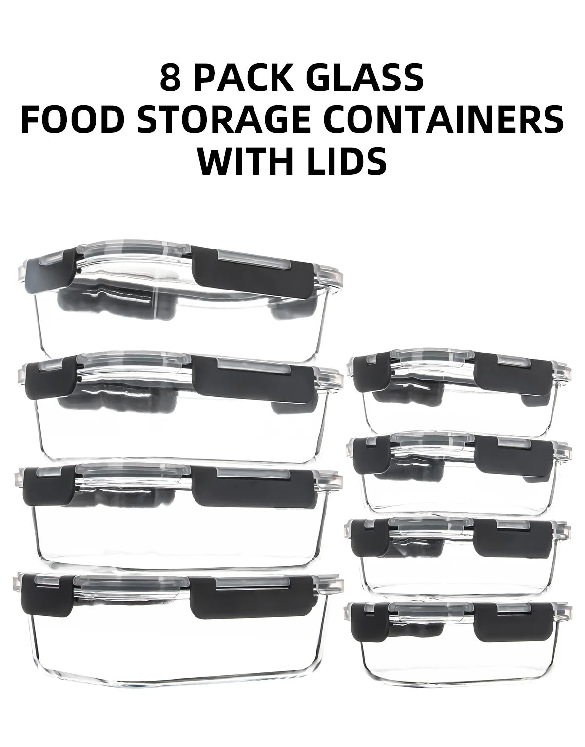 8-Piece Glass Food Storage Containers Set, BPA-Free, Leakproof - Cheerful Home Finds