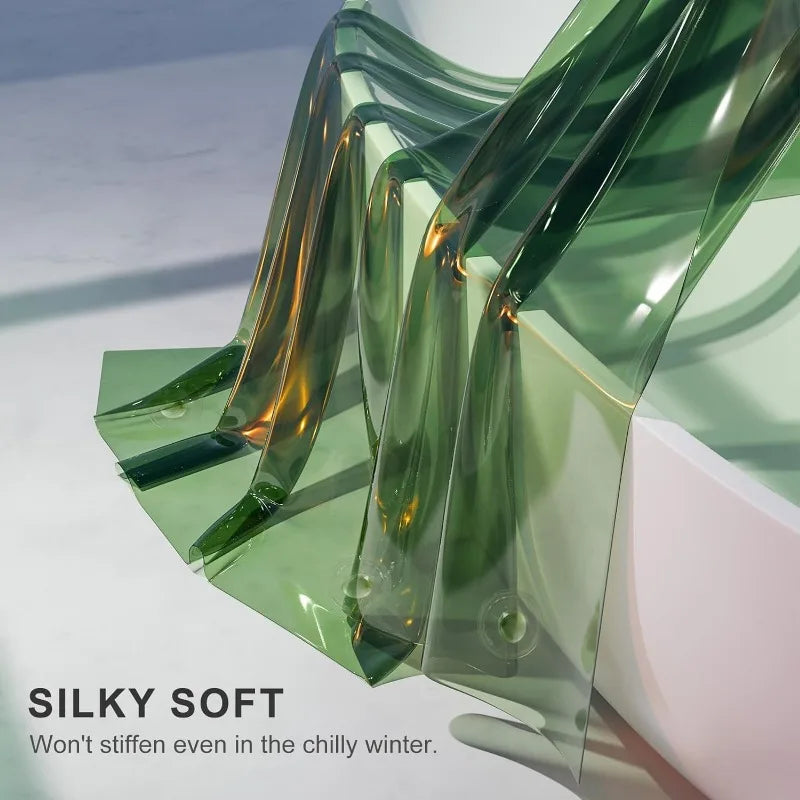 Soft Clear Green Heavy Duty Shower Curtain and Liner 2-in-1 72x72 Luxury Plastic - Cheerful Home Finds