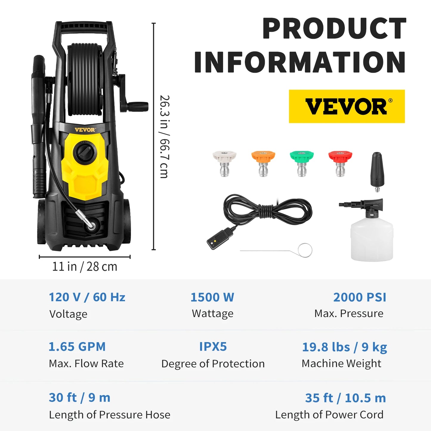 VEVOR Electric Pressure Washer with Quick Connect Nozzles - Cheerful Home Finds