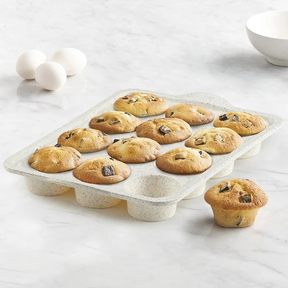 Silicone Muffin Pan 12 Count Nonstick Multicolor Confetti - Cheerful Home Finds