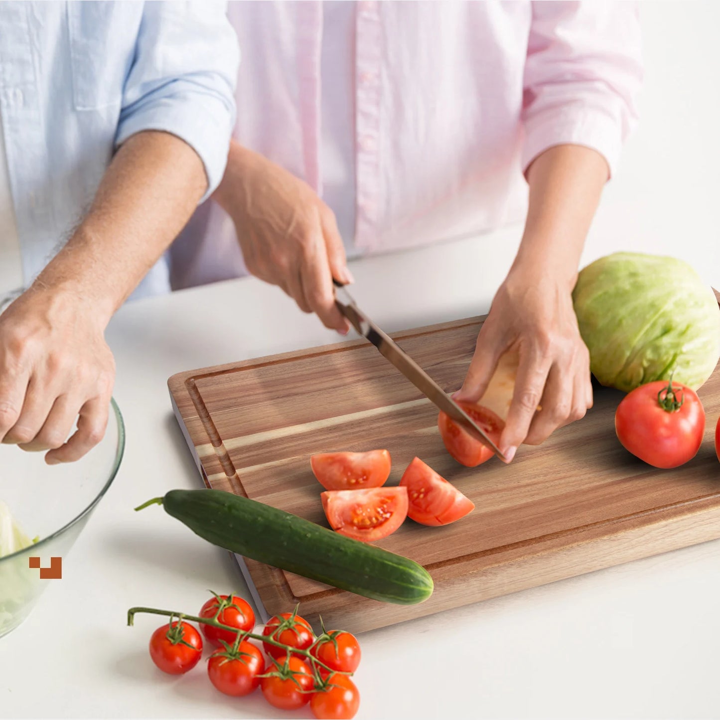 Acacia Large Wood Cutting Board 1.5 Inches Thick Butcher Block - Cheerful Home Finds