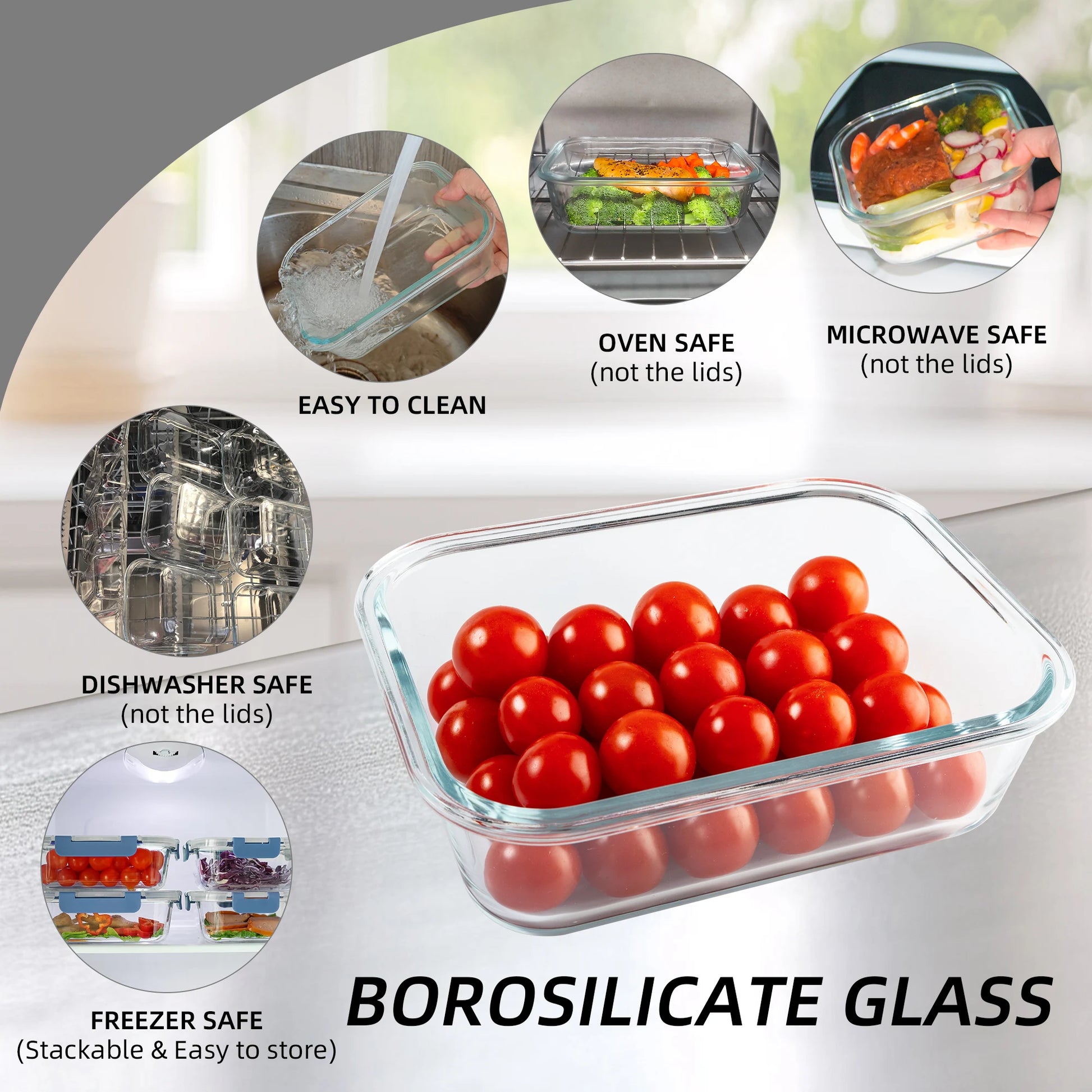16-Piece Glass Food Storage Containers Set, Leakproof BPA-Free - Cheerful Home Finds