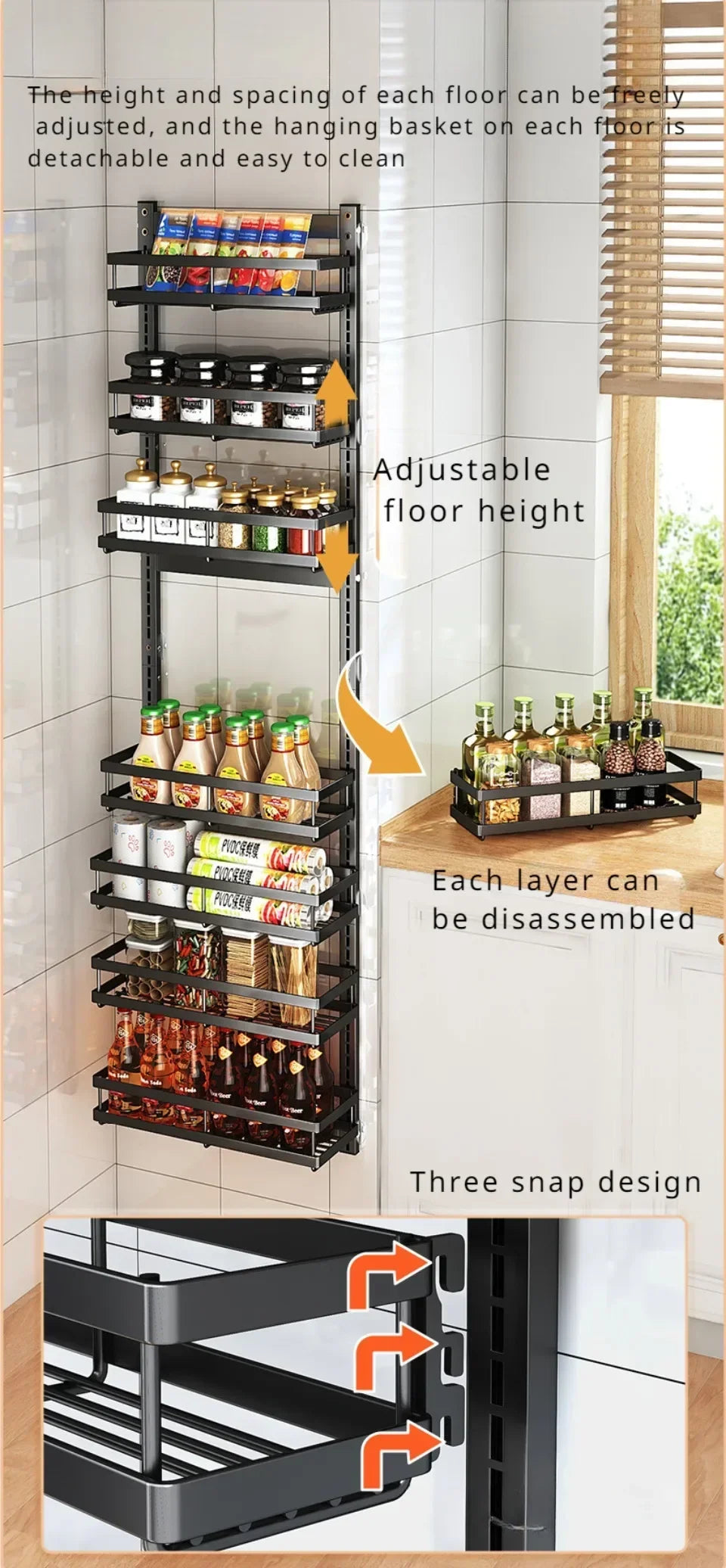 Wall Mount Storage Rack Kitchen Spice Racks Multi-Layer Organizer - Cheerful Home Finds