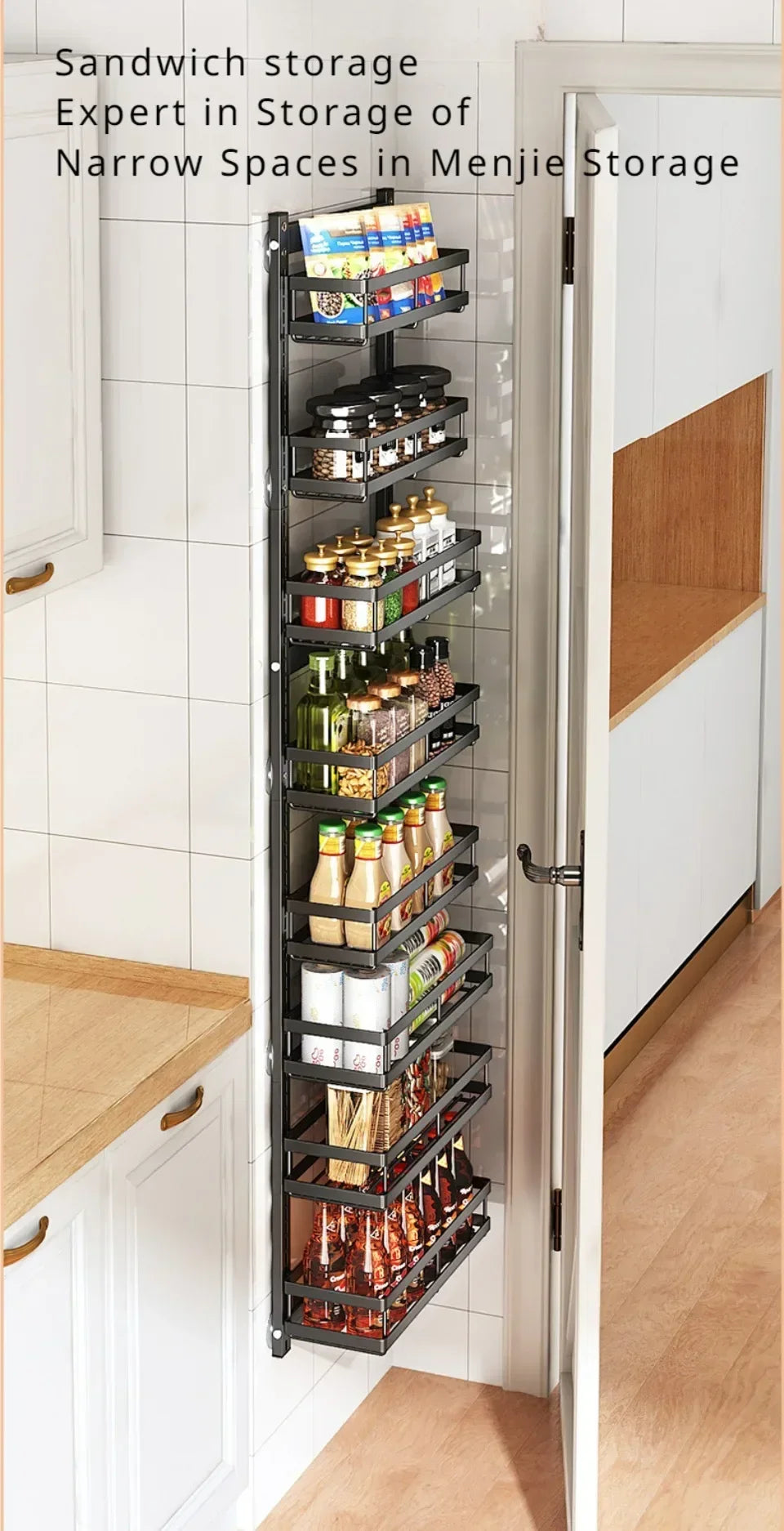 Wall Mount Storage Rack Kitchen Spice Racks Multi-Layer Organizer - Cheerful Home Finds