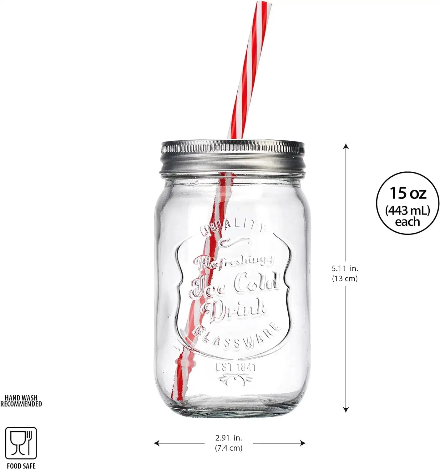 Jar Glass Set Ice Cold Mason Jar Cups with Lids and Straws 15 Oz - Cheerful Home Finds