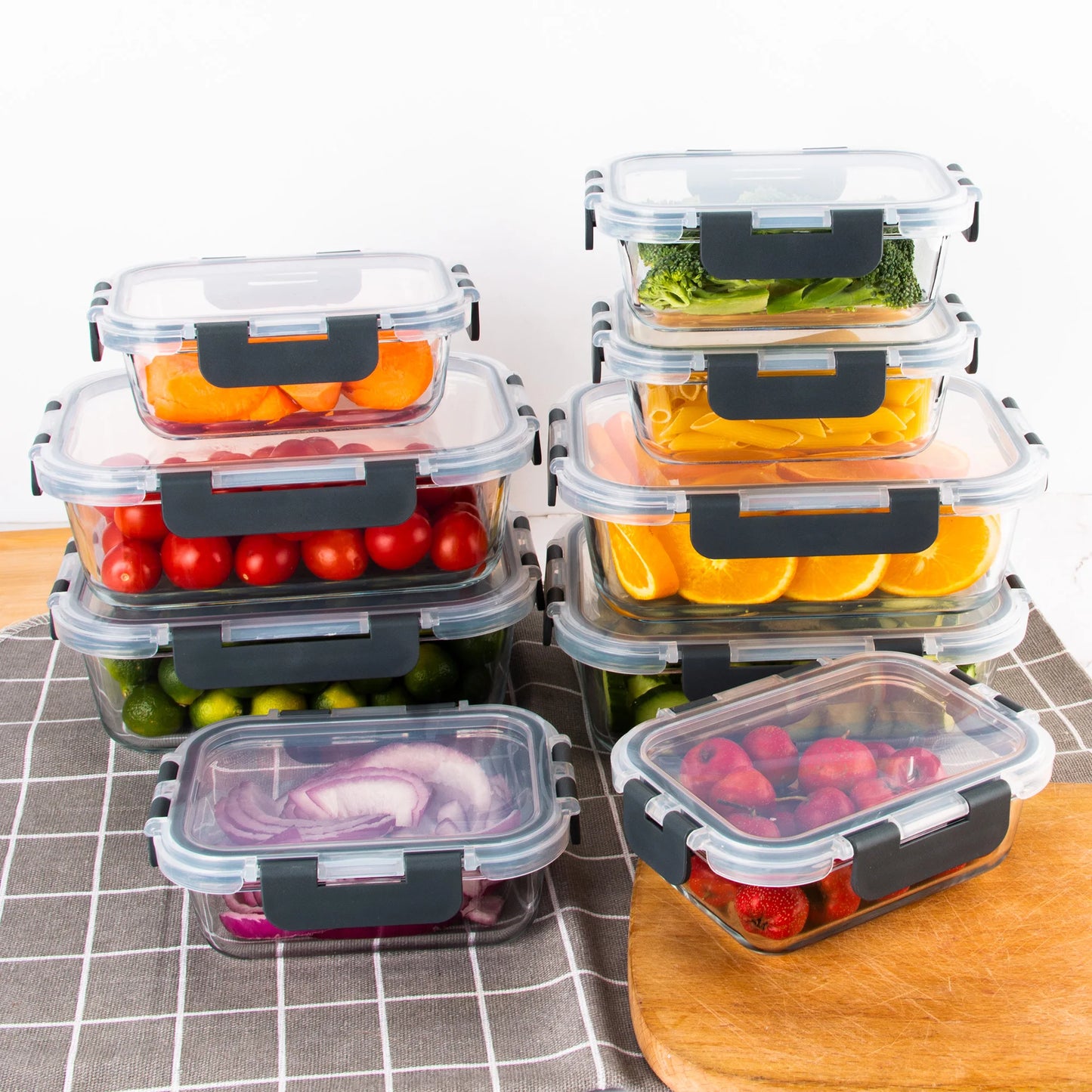 8-Piece Glass Food Storage Containers Set, BPA-Free, Leakproof - Cheerful Home Finds