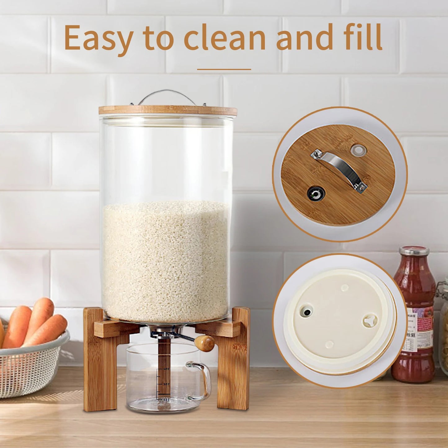 Flour And Cereal Container 5L/7.5L Rice Dispenser Glass Storage - Cheerful Home Finds