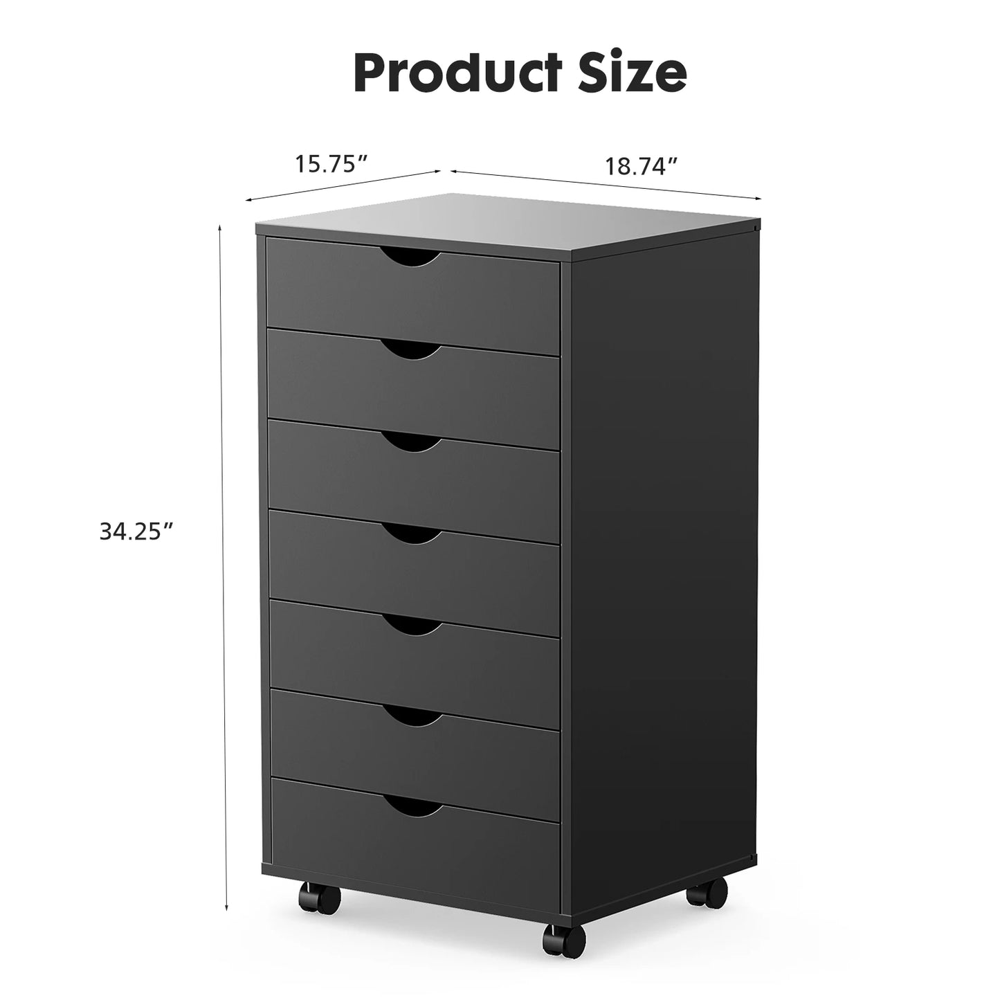 JHK 7 Drawer Chest Dressers Nightstand Storage Cabinet Wheels - Cheerful Home Finds