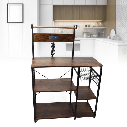 Kitchen Utility Storage Shelf Microwave Oven Stand Coffee Bar Station Rust Resistant Strong Load Bearing Multi Tier for Spices - Cheerful Home Finds